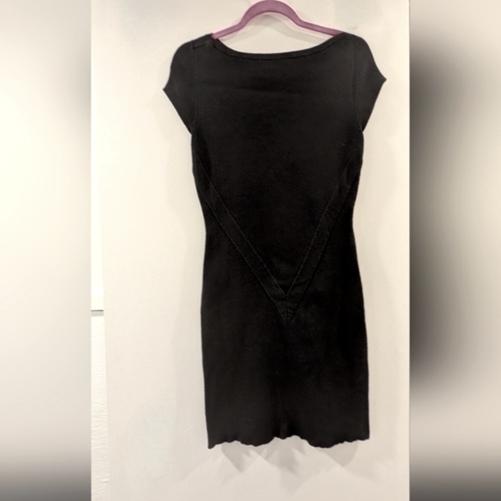 Victor Glemaud Knit Black Midi Cap Sleeve Dress